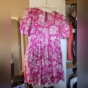 Entro Pink and White Floral Mini Dress